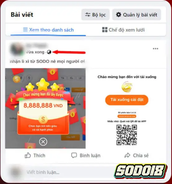 Chia sẻ ảnh nhận ưu đãi SODO66